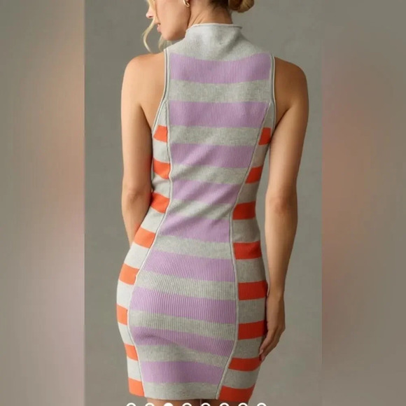 Anthropologie Daily Practice Sleeveless Mock Neck Striped Sweater Dress Size S - Picture 3 of 9